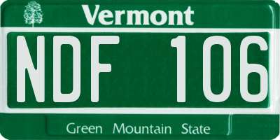 VT license plate NDF106