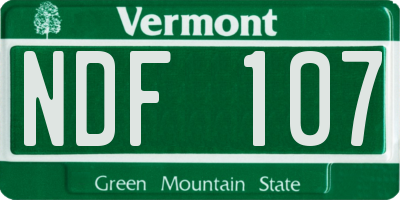 VT license plate NDF107