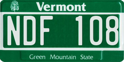 VT license plate NDF108