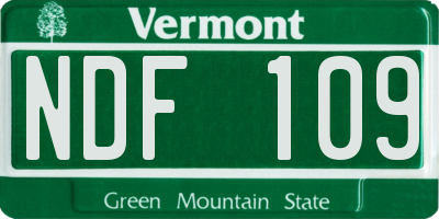 VT license plate NDF109