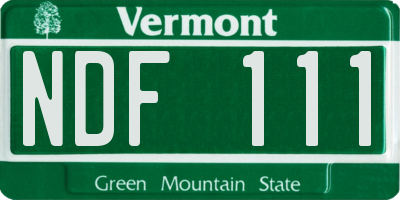 VT license plate NDF111