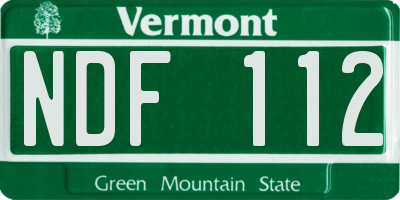 VT license plate NDF112