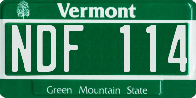 VT license plate NDF114