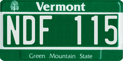VT license plate NDF115