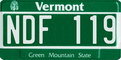 VT license plate NDF119
