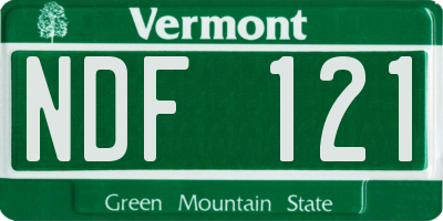 VT license plate NDF121