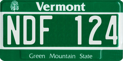 VT license plate NDF124