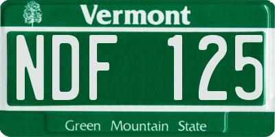VT license plate NDF125