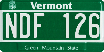 VT license plate NDF126
