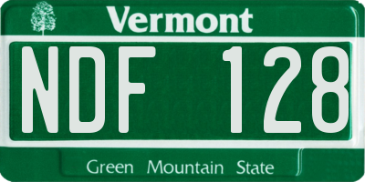 VT license plate NDF128