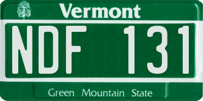 VT license plate NDF131