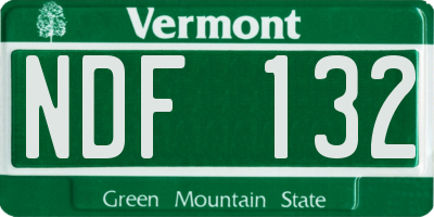 VT license plate NDF132