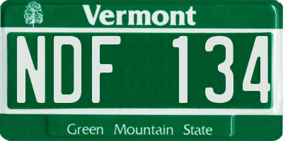 VT license plate NDF134