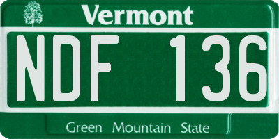 VT license plate NDF136