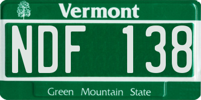 VT license plate NDF138
