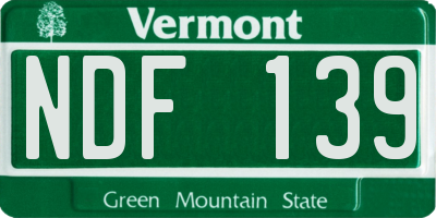 VT license plate NDF139