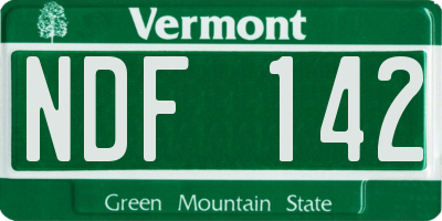 VT license plate NDF142