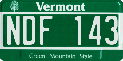 VT license plate NDF143