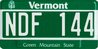 VT license plate NDF144