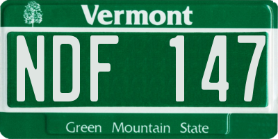 VT license plate NDF147