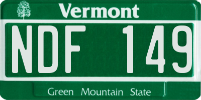 VT license plate NDF149