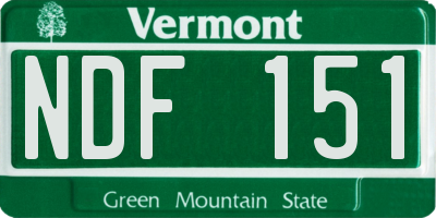 VT license plate NDF151
