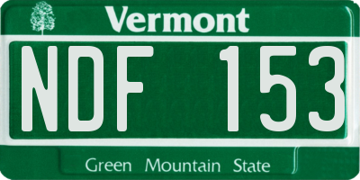 VT license plate NDF153