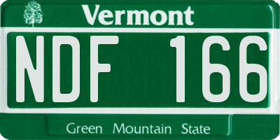 VT license plate NDF166