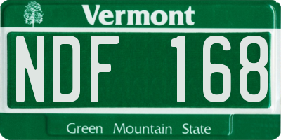 VT license plate NDF168