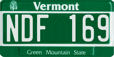 VT license plate NDF169