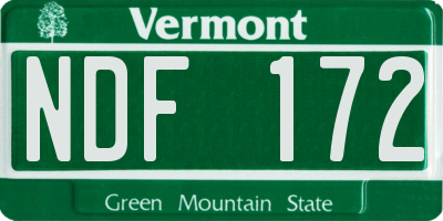 VT license plate NDF172