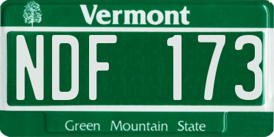 VT license plate NDF173