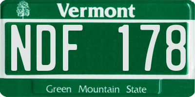 VT license plate NDF178