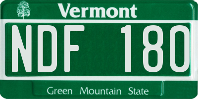 VT license plate NDF180