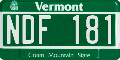 VT license plate NDF181