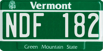 VT license plate NDF182