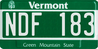 VT license plate NDF183