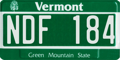 VT license plate NDF184