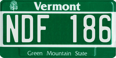 VT license plate NDF186