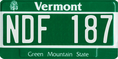 VT license plate NDF187