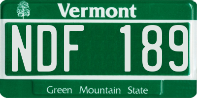 VT license plate NDF189