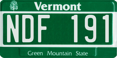 VT license plate NDF191