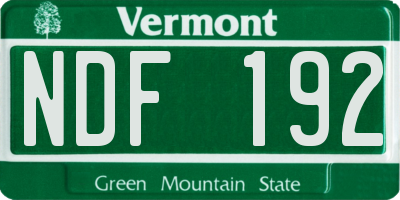 VT license plate NDF192