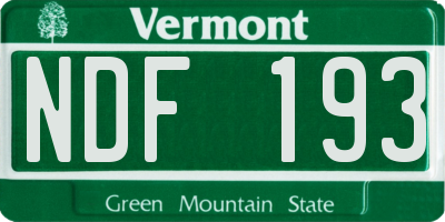 VT license plate NDF193