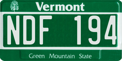 VT license plate NDF194