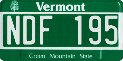 VT license plate NDF195