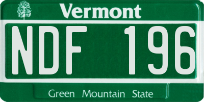 VT license plate NDF196