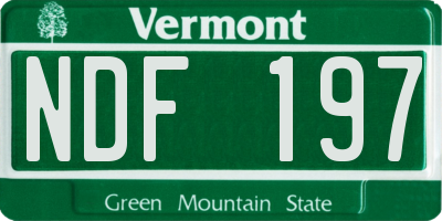 VT license plate NDF197
