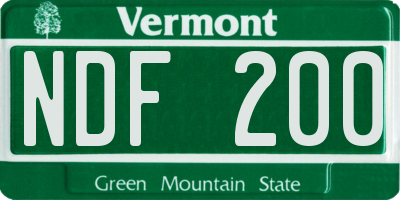 VT license plate NDF200
