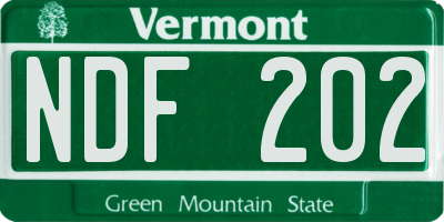 VT license plate NDF202